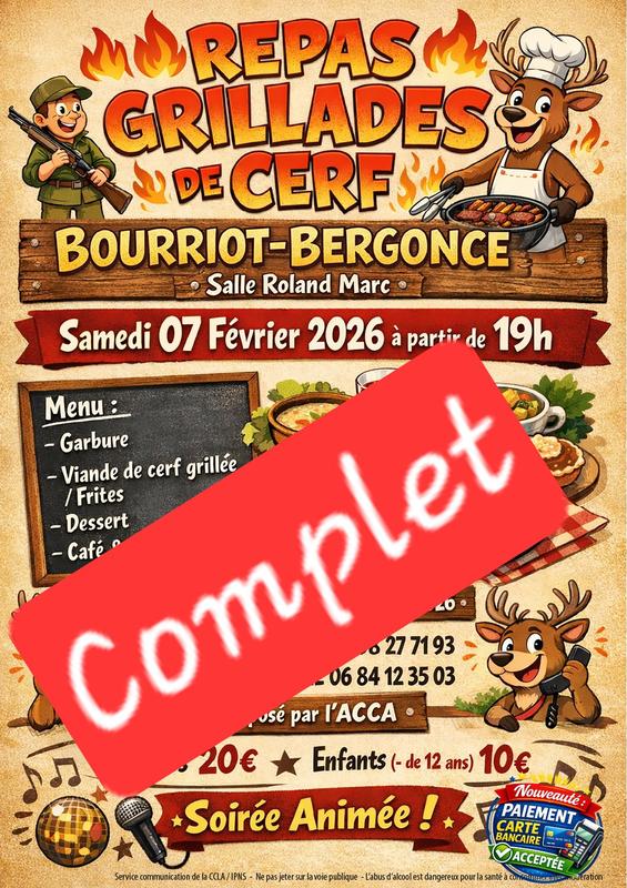 Repas grillades de cerf - Complet