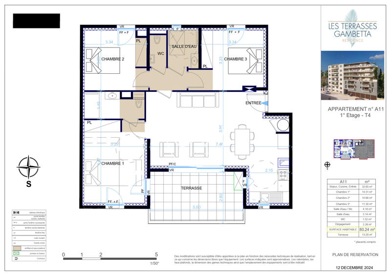 Appartement - 80 m² - 4 pièces