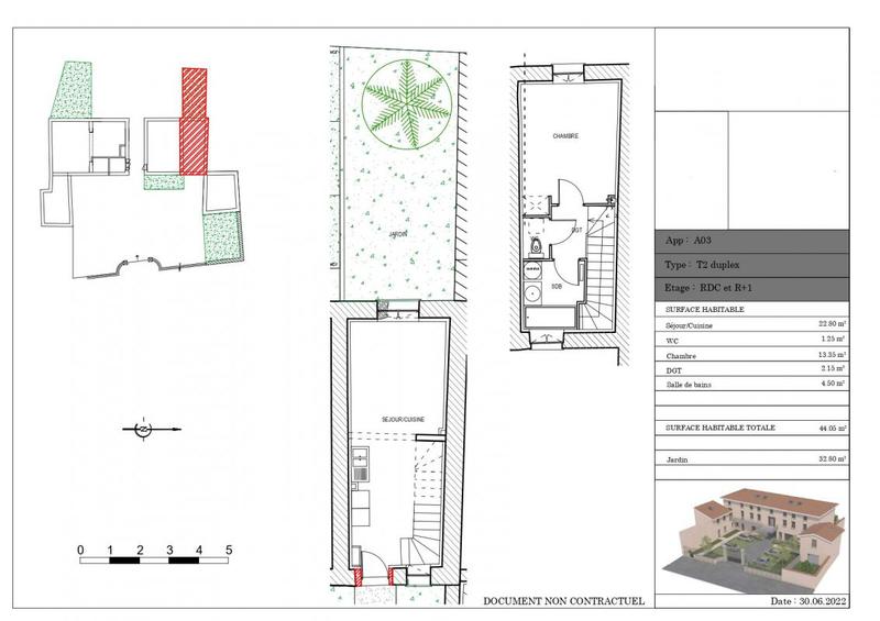 Duplex - 44 m² - 2 pièces