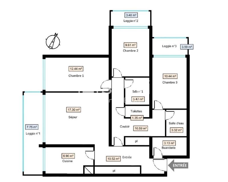 Appartement - 89 m² - 4 pièces