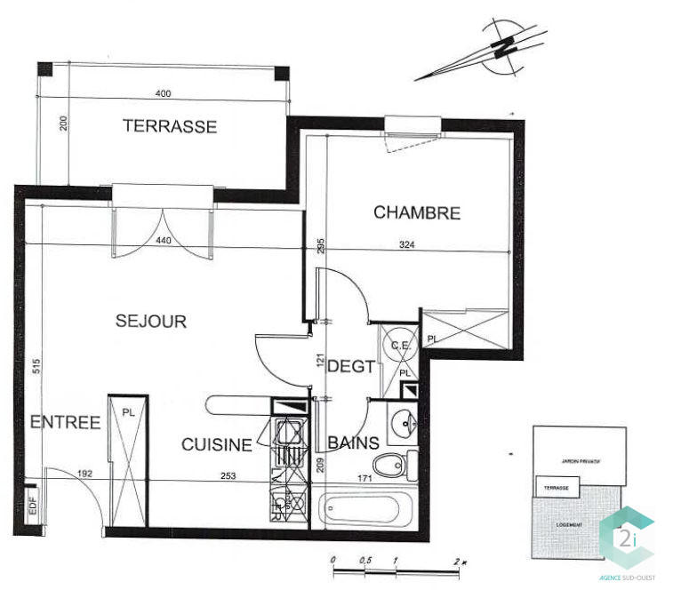 Appartement - 39 m² - 2 pièces