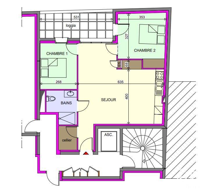 Appartement - 62 m² - 3 pièces