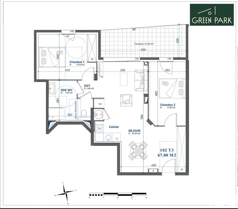Appartement - 67 m² - 3 pièces