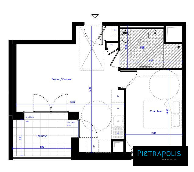 Appartement - 40 m² - 2 pièces