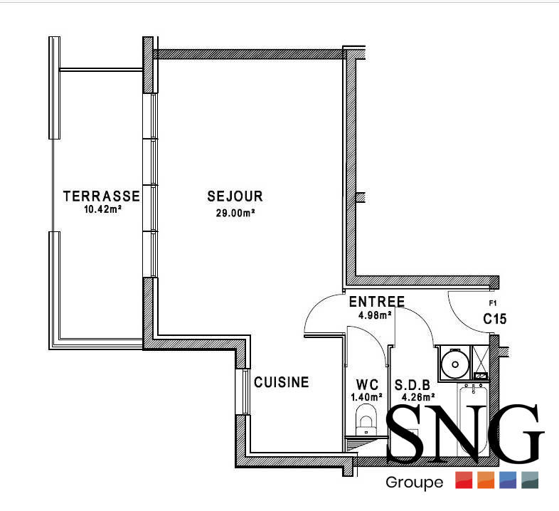 Appartement - 40 m² - 1 pièce