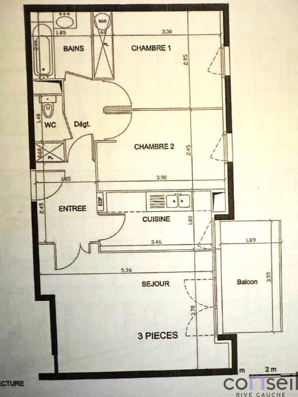 Appartement - 59 m² - 3 pièces