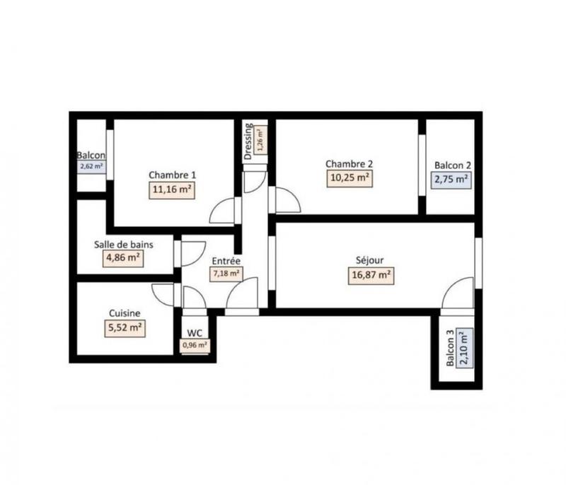 Appartement - 58 m² - 3 pièces