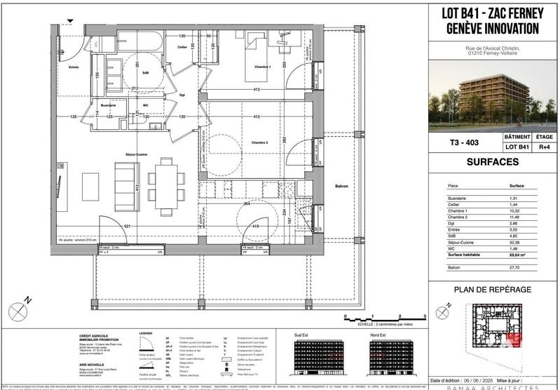 Appartement - 70 m² - 3 pièces