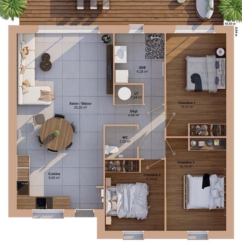 Maison - 83 m² - 5 pièces