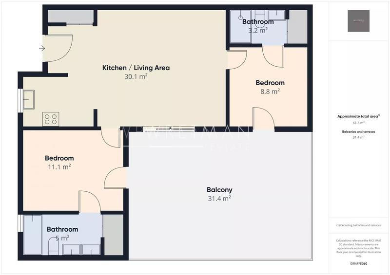 Appartement - 62 m² - 3 pièces