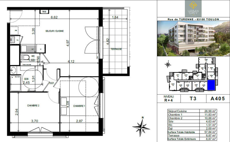 Appartement - 38 à 61 m² - 3 pièces