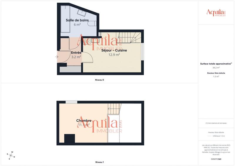 Appartement - 32 m² - 2 pièces