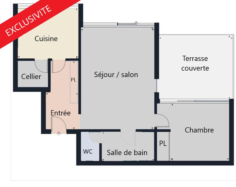 Appartement - 55 m² - 2 pièces