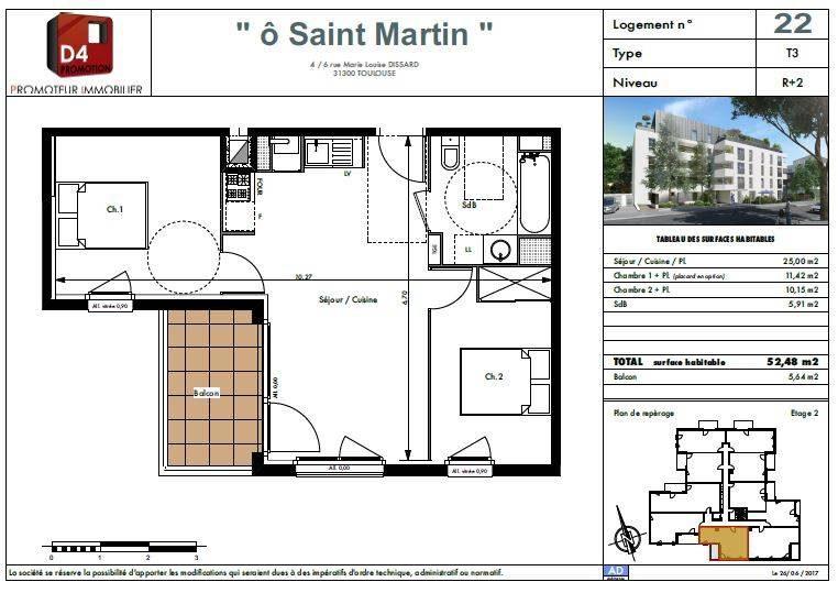 Appartement - 52 m² - 3 pièces