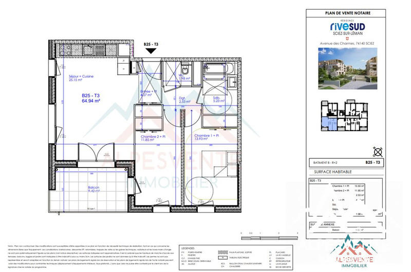 Appartement - 64 m² - 3 pièces