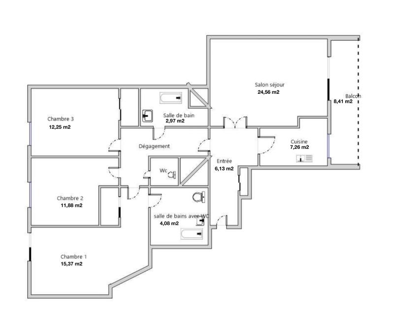 Appartement - 90 m² - 4 pièces