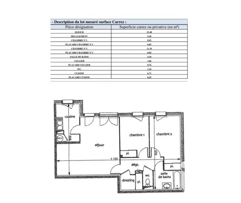 Appartement - 68 m² - 3 pièces
