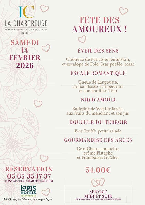Menu de la Saint-Valentin à la Chartreuse