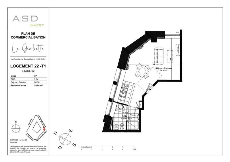 Appartement - 29 m² - 1 pièce