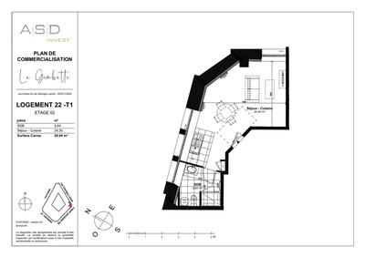 Appartement - 29 m² - 1 pièce