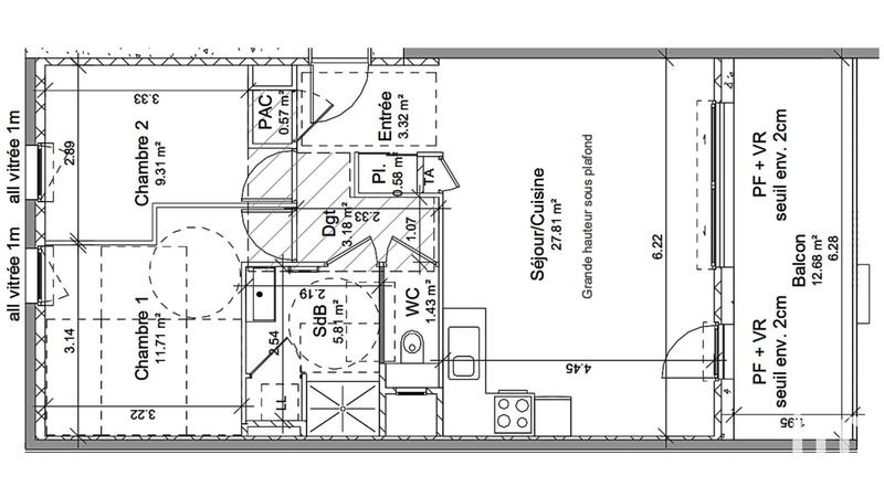 Appartement - 64 m² - 3 pièces