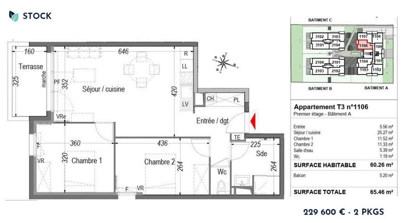 Appartement - 60 m² - 3 pièces