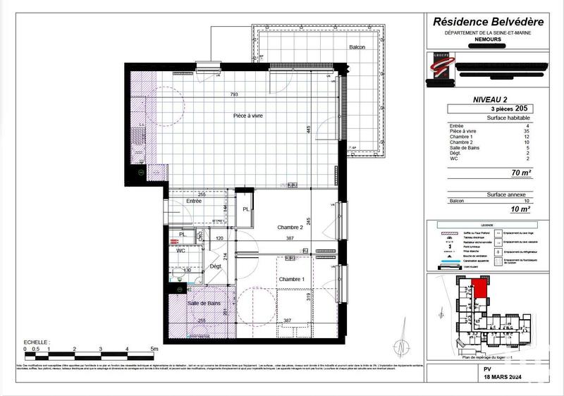 Appartement - 70 m² - 3 pièces