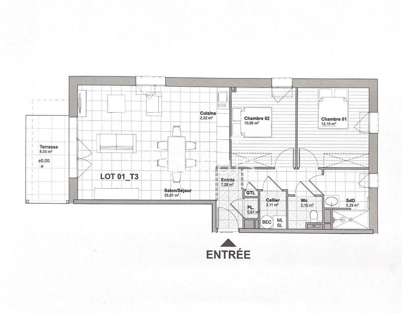 Appartement - 76 m² - 3 pièces