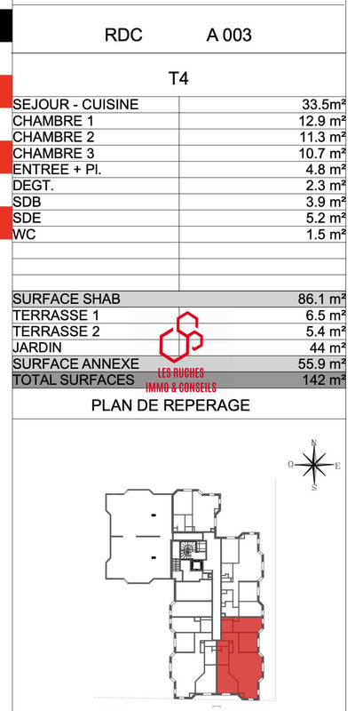Appartement - 86 m² - 4 pièces