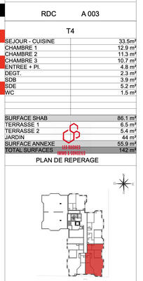 Appartement - 86 m² - 4 pièces