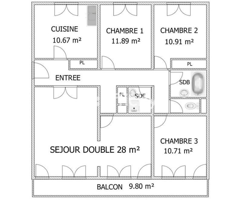 Appartement ancien - 91 m² - 5 pièces