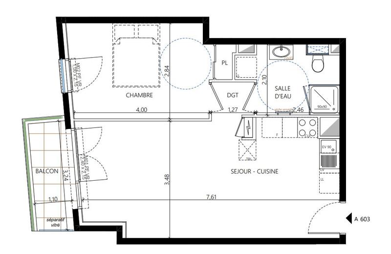 Appartement - 45 m² - 2 pièces