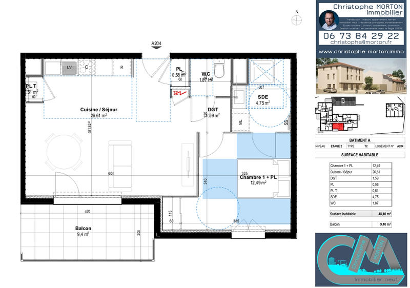 Appartement - 48 m² - 2 pièces