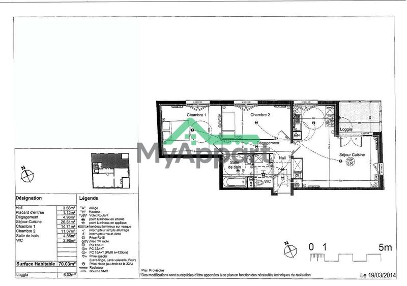 Appartement - 70 m² - 3 pièces
