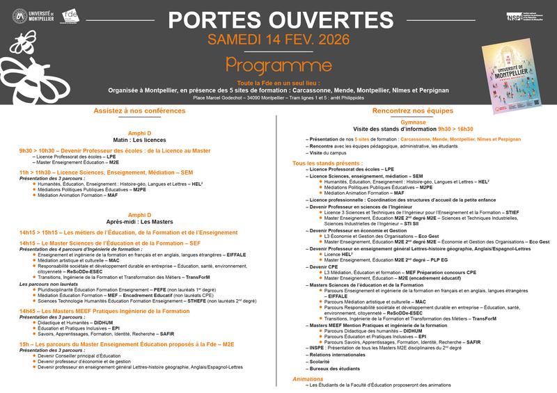 Journée Portes Ouvertes de la Faculté d’Éducation de l’Université de Montpellier