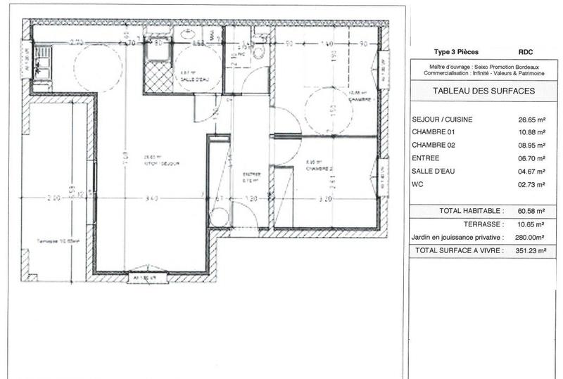 Appartement - 61 m² - 3 pièces