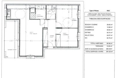 Appartement - 61 m² - 3 pièces