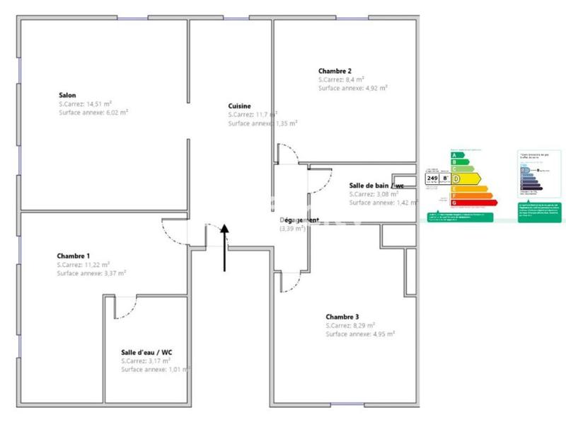 Appartement - 90 m² - 4 pièces