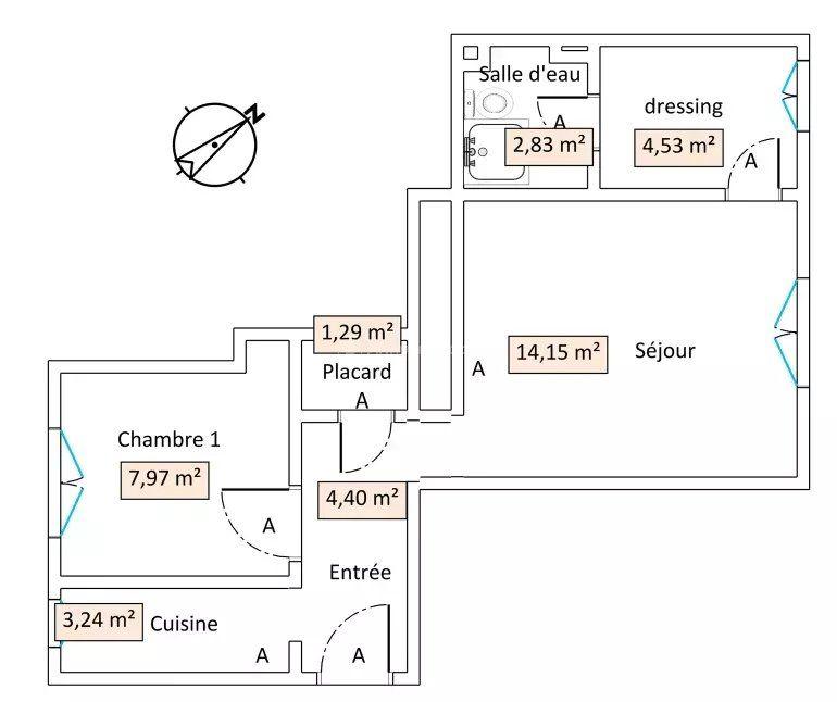 Appartement - 38 m² - 2 pièces
