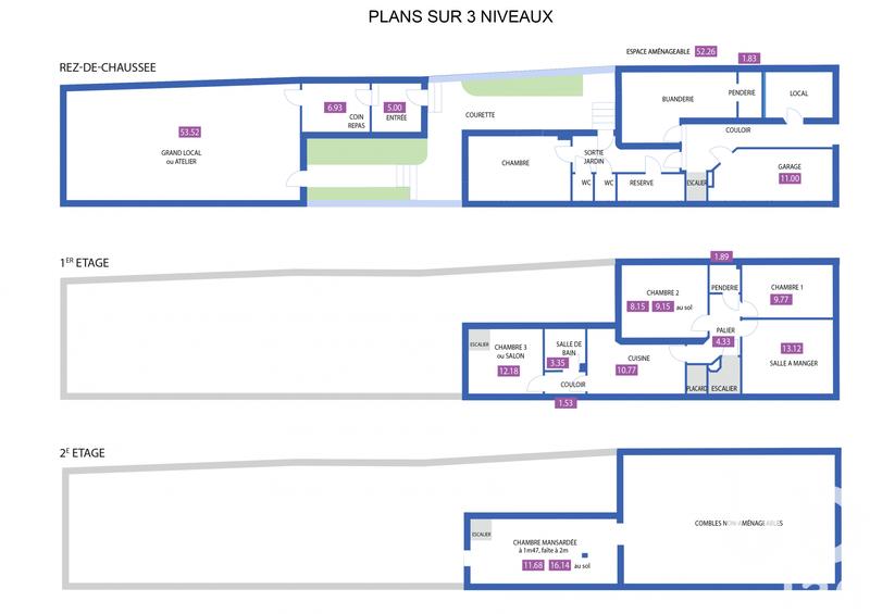 Maison de ville - 76 m² - 8 pièces