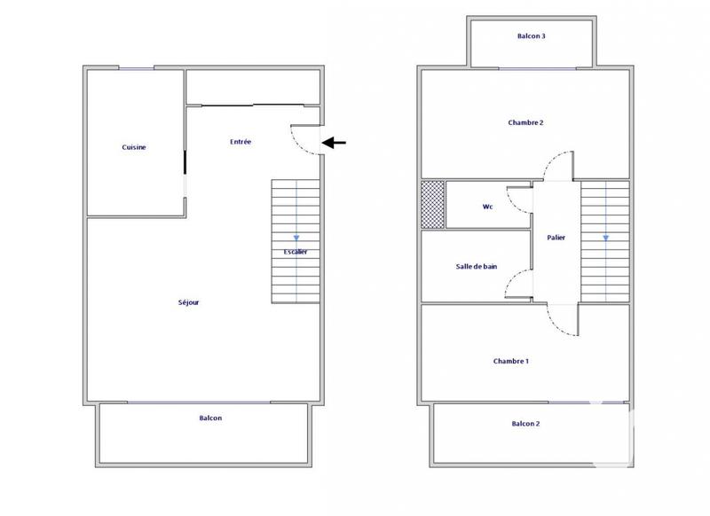 Duplex - 63 m² - 3 pièces