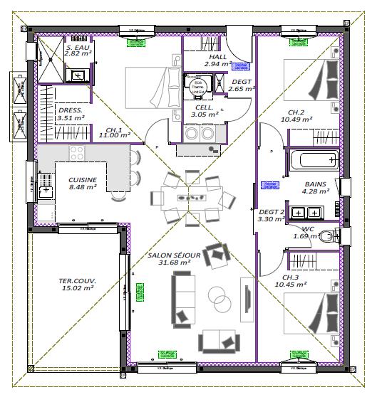 Maison - 98 m² - 5 pièces
