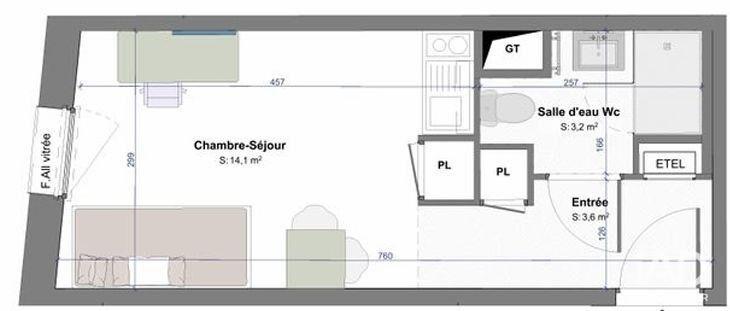 Appartement - 20 m² - 1 pièce