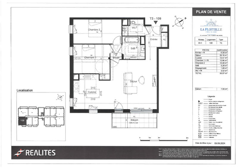 Appartement - 56 m² - 2 pièces