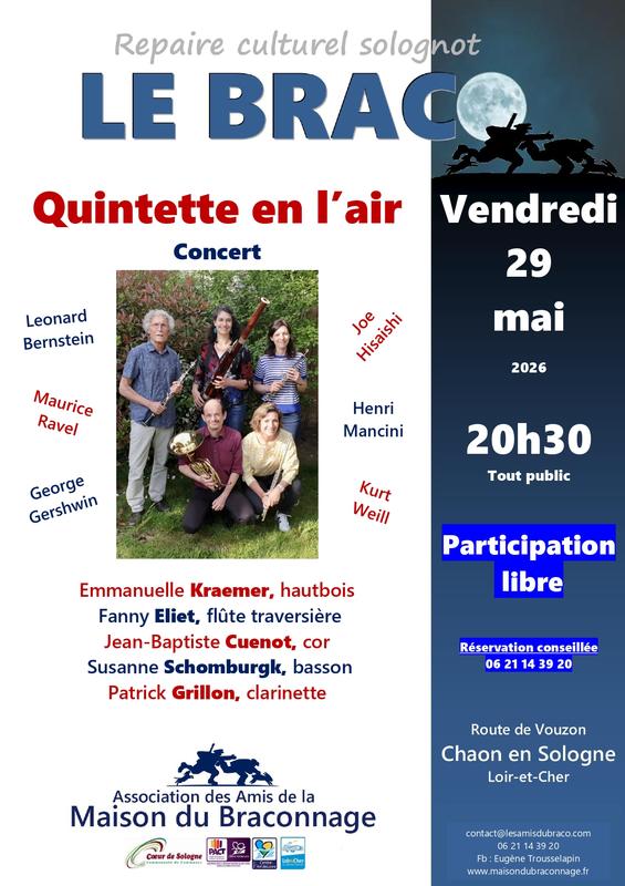 Concert Quintette en l'air à la Maison du Braconnage de Chaon