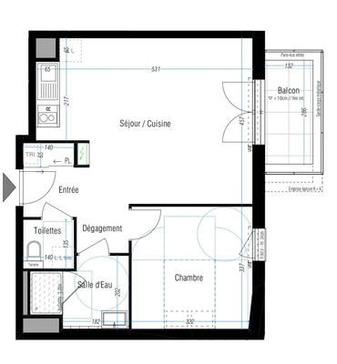 Appartement - 47 m² - 2 pièces