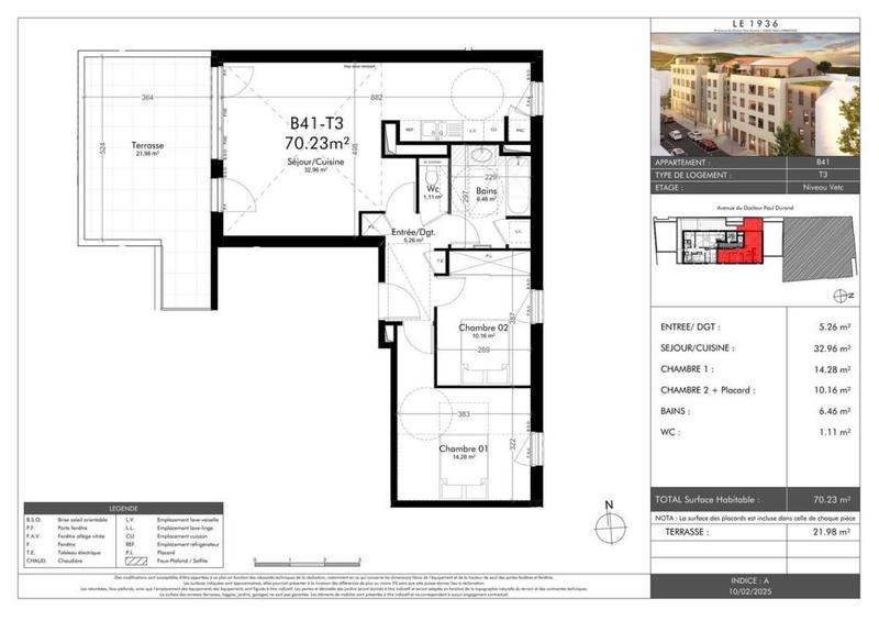 Appartement - 70 m² - 3 pièces