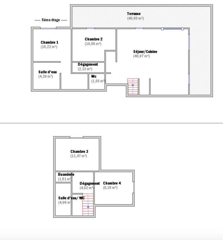 Duplex - 120 m² - 5 pièces