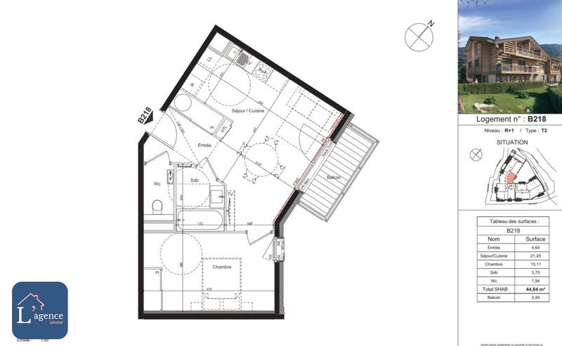 Appartement - 45 m² - 2 pièces