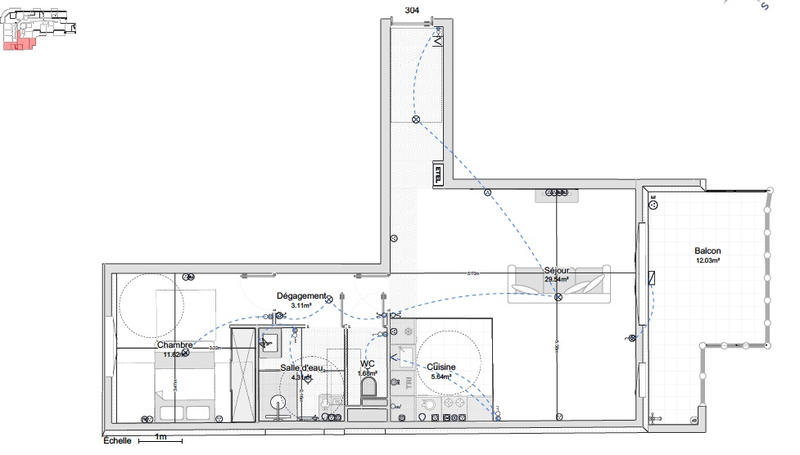 Appartement - 55 m² - 2 pièces